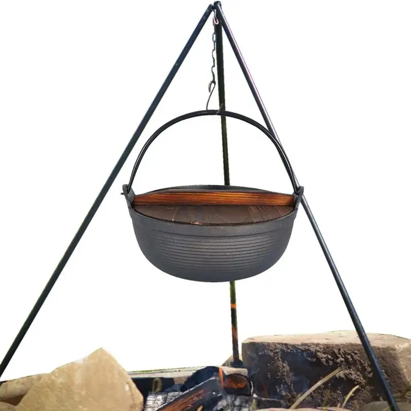 

Чугунный горшок для кемпинга с крышкой чугун с неприлипающим покрытием Skillet QuickHeat легкая по весу кастрюля для жарки на открытом воздухе