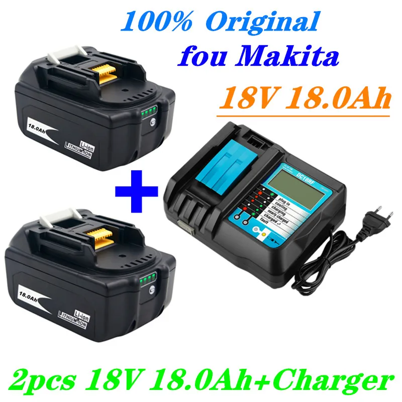 

100% BL1860 Akku 18V 18000mAh Lithium-ionen für Makita 18V Batterie BL1840 BL1850 BL1830 BL1860B LXT 400 + ladegerät
