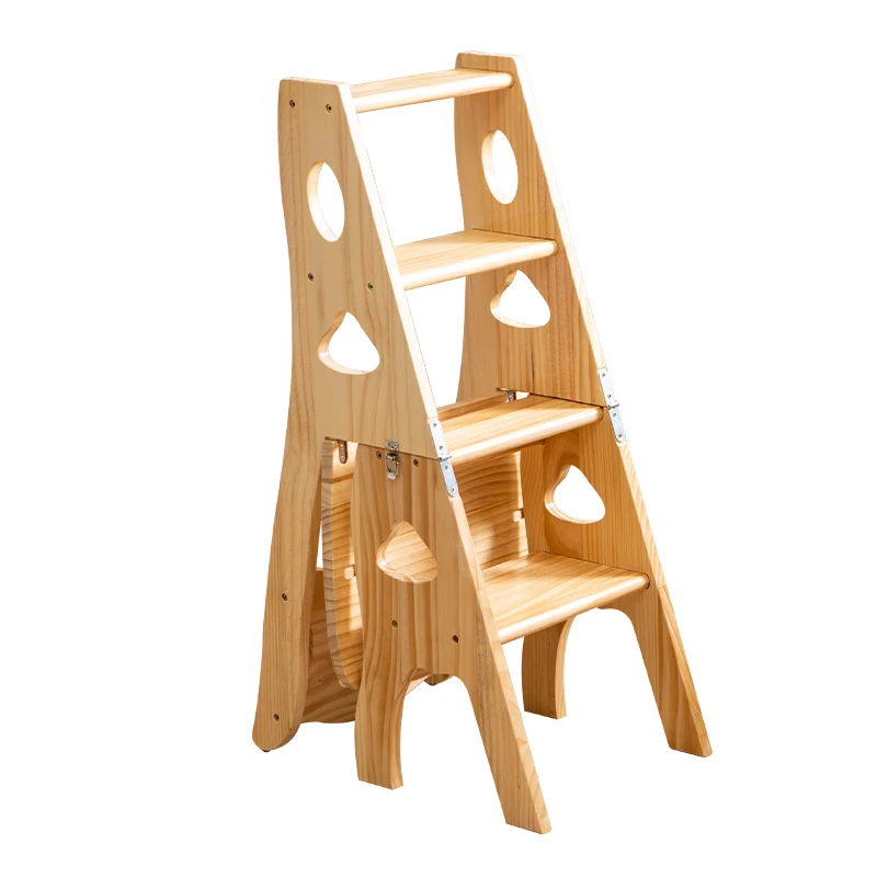 

Solid Wood Ladder Household Folding Stair Chair All Solid Wood Ladder Chair Multifunctional Dual-Use Step Stool Ladder Stool