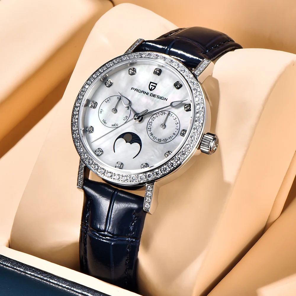 Pagani Design 2024 Женские Кварцевые Наручные Часы Простой Циферблат 33 Мм С Сапфировым