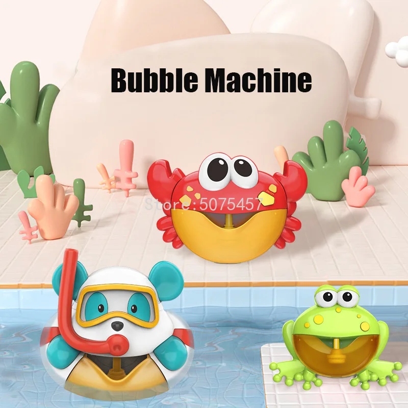 Baby Bath Toys Bubble Machine Crab Bear Duck Music Kids Bath Toy Bathtub Soap Automatic Bubble Maker Baby Bathroom Toys for Kid