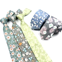 men vintage flower cotton ties 6cm daisy leaves floral printed neckties narrow thick gravatas hombre colorful wedding set cravat