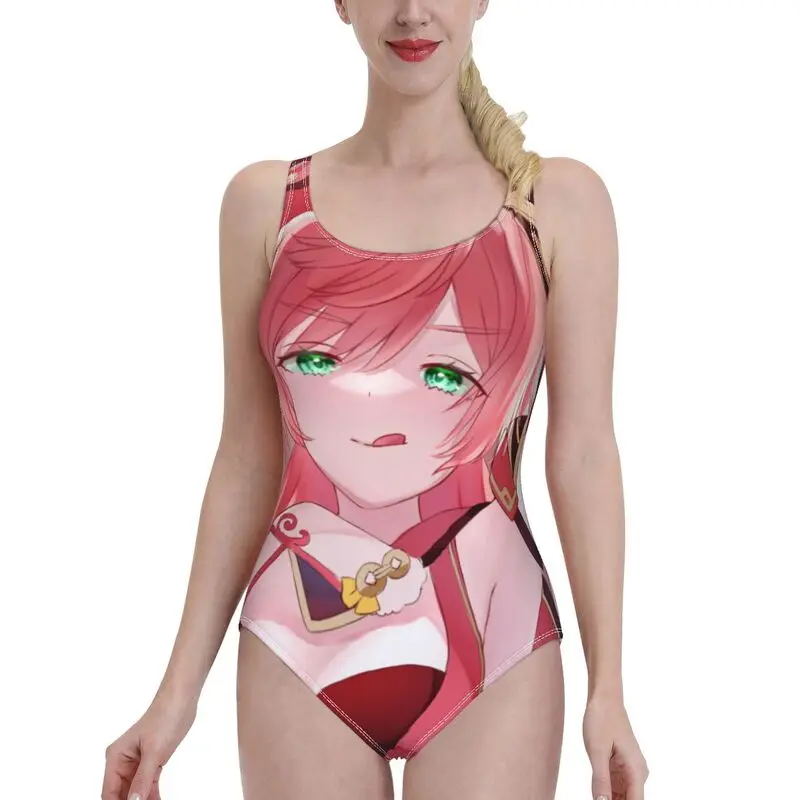 

Слитный купальник Genshin Impact, бикини, женский сексуальный купальник с открытой спиной, Классический купальник, купальный костюм для девочек