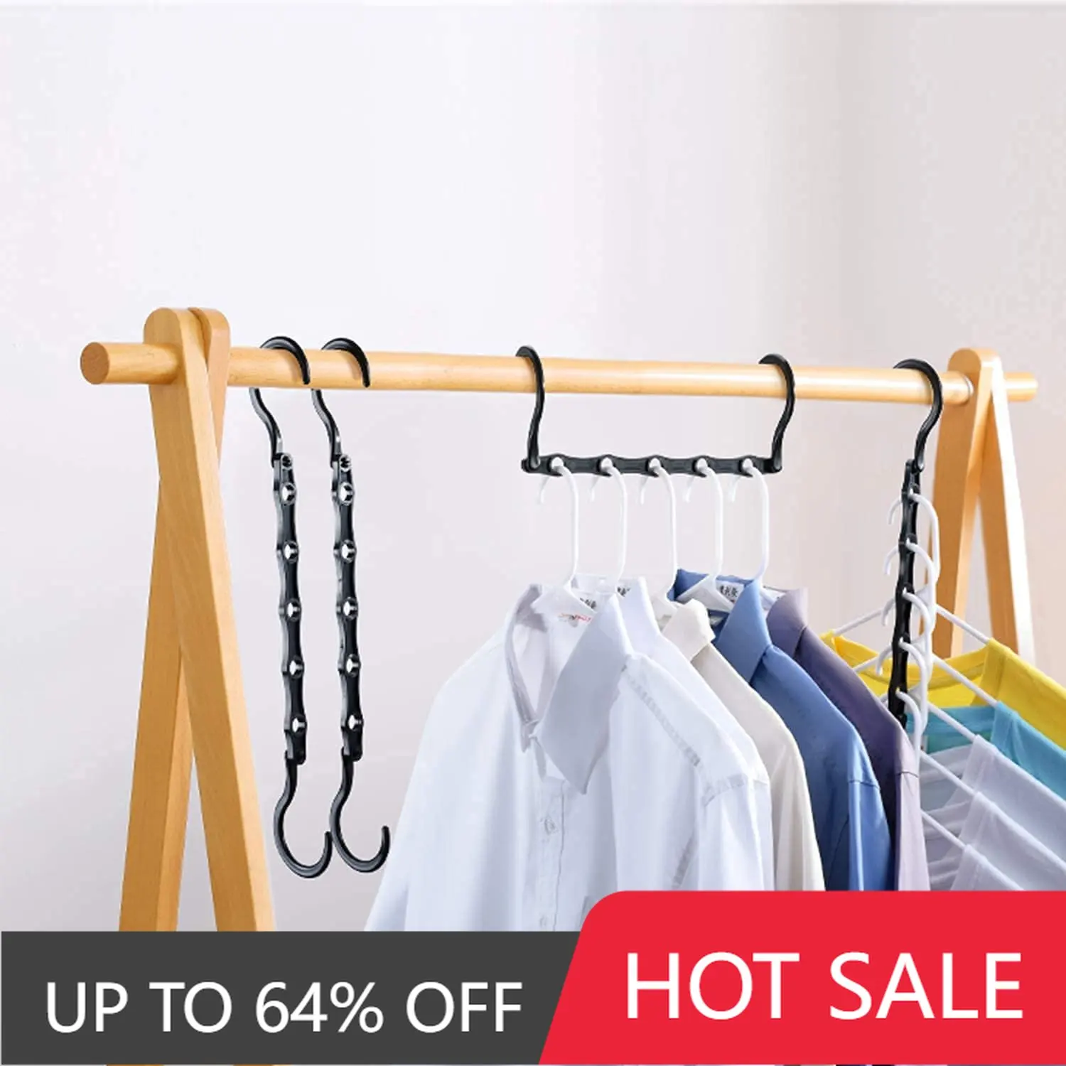 

Closet Organizers and Storage,Space Saving Magic Hangers,Stronger Plastic Drying Clothes Rack with 5 Holes for Wardrobe Bedroom
