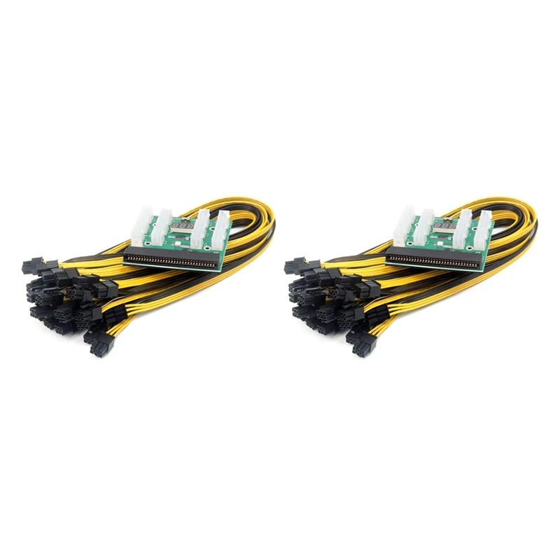 

2X Server Power Conversion Board 12 Ports Breakout Board Plus 24Pcs 6Pin 50Cm Image Cables With Toggle Switch