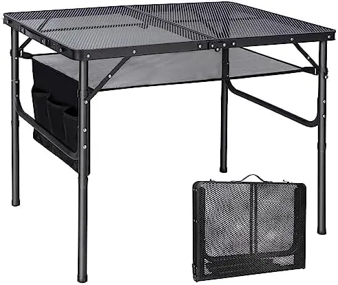 

Grill Table,Aluminum Portable Grill Stand Table for Outdoor Camping Picnic BBQ Lightweight, Adjustable Height, 35.5''x24 Grill c