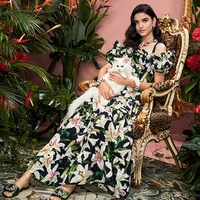 new chiffon elegant womens lily digital printed clothing handmade diy fabric