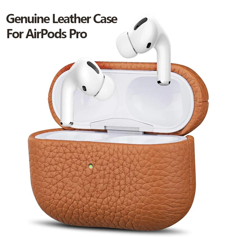 

Чехол из натуральной кожи для AirPods Pro, роскошный защитный чехол из натуральной кожи с рисунком личи для AirPods Pro, аксессуары для наушников