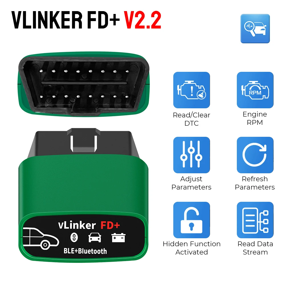 Автомобильный диагностический сканер VLinker FD + V2.2 J2534 ELM327 OBD 2 WIFI