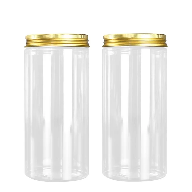 

Cosmetic Cream Jars PET 500ml 68Dia. Empty Transparent Plastic Aluminum Screw Lid Refillable Bottle Skincare Pot Container 12pcs