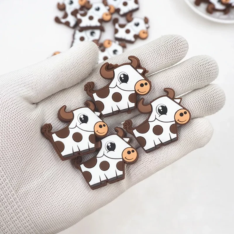 50pcs Silicone Beads Teether BPA Free Food Grade Cartoon Animals Teeth Care Pendants DIY Pacifier Chain Accessories Newborn Toys