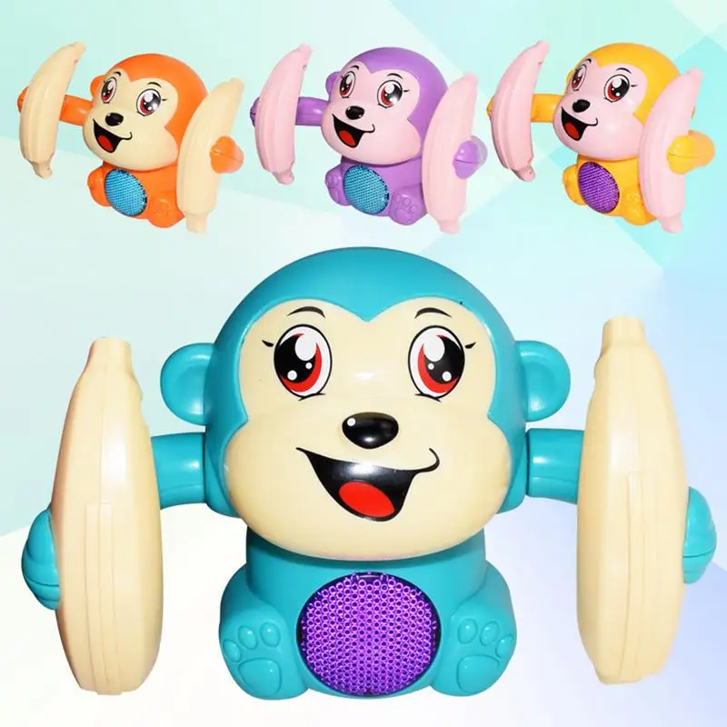 

Electric Flipping Monkey Light Music Children Animal Model Toy Voice Control Induction Cartoon Rolling Banana Baby Electric Toy