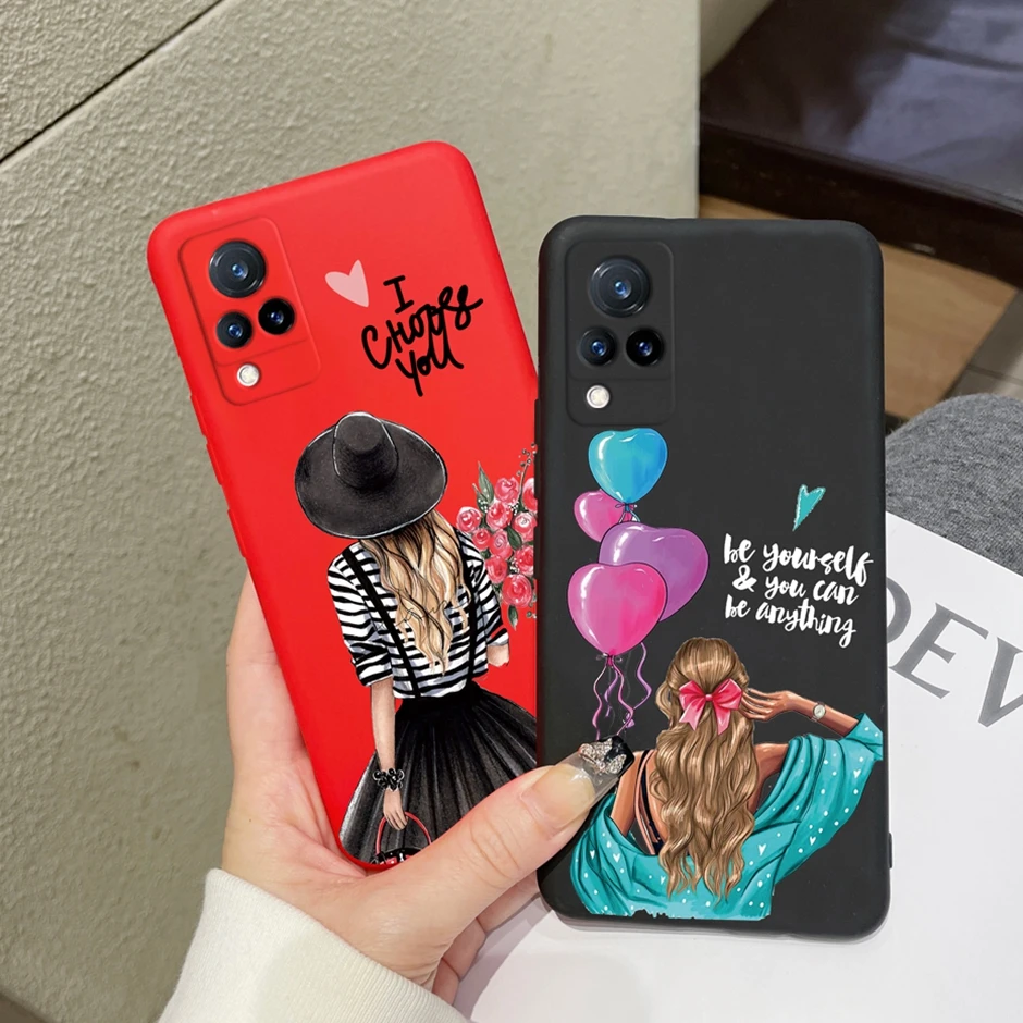 ДЛЯ Vivo V21 4G 5G V2066 V2108 V2050 задняя крышка с рисунком для девочек силиконовый мягкий