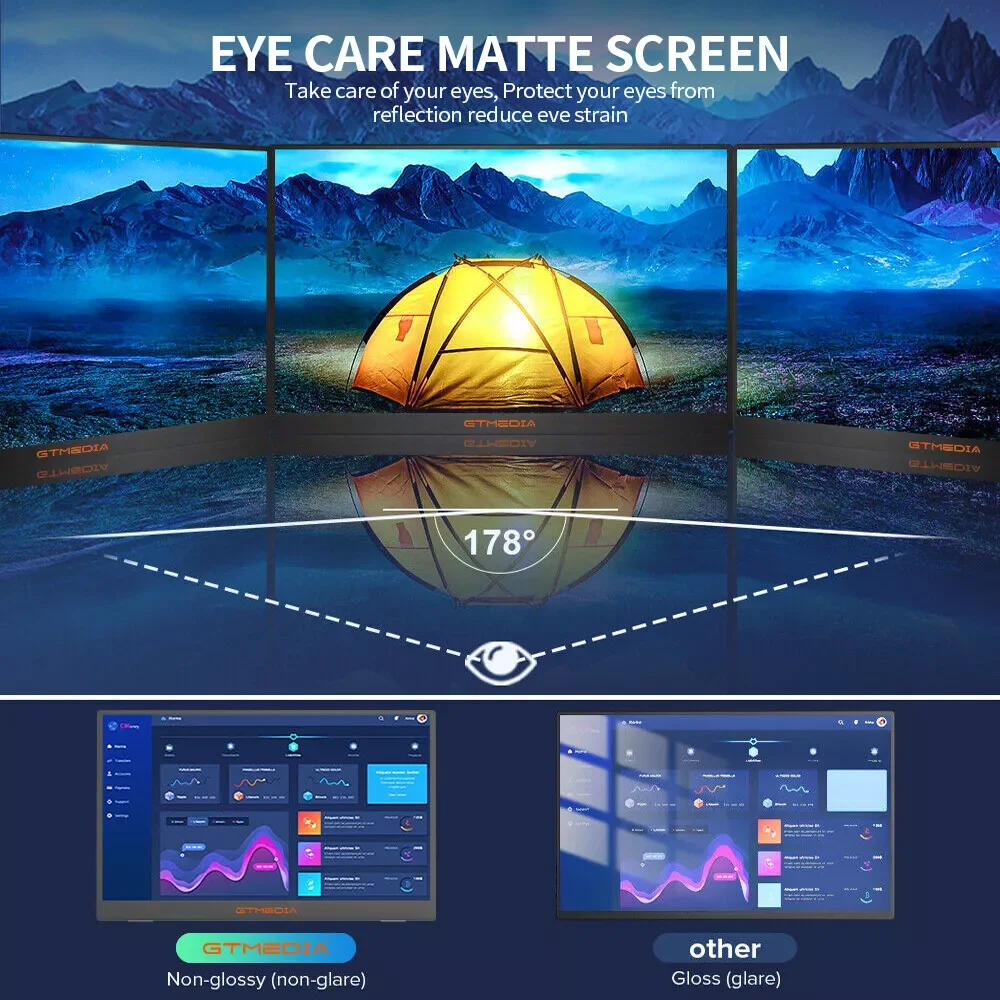 Портативный монитор GTMEDIA Mate 156F 15 6 дюйма 72% sRGB 1920*1080 IPS Full HD экран ноутбук