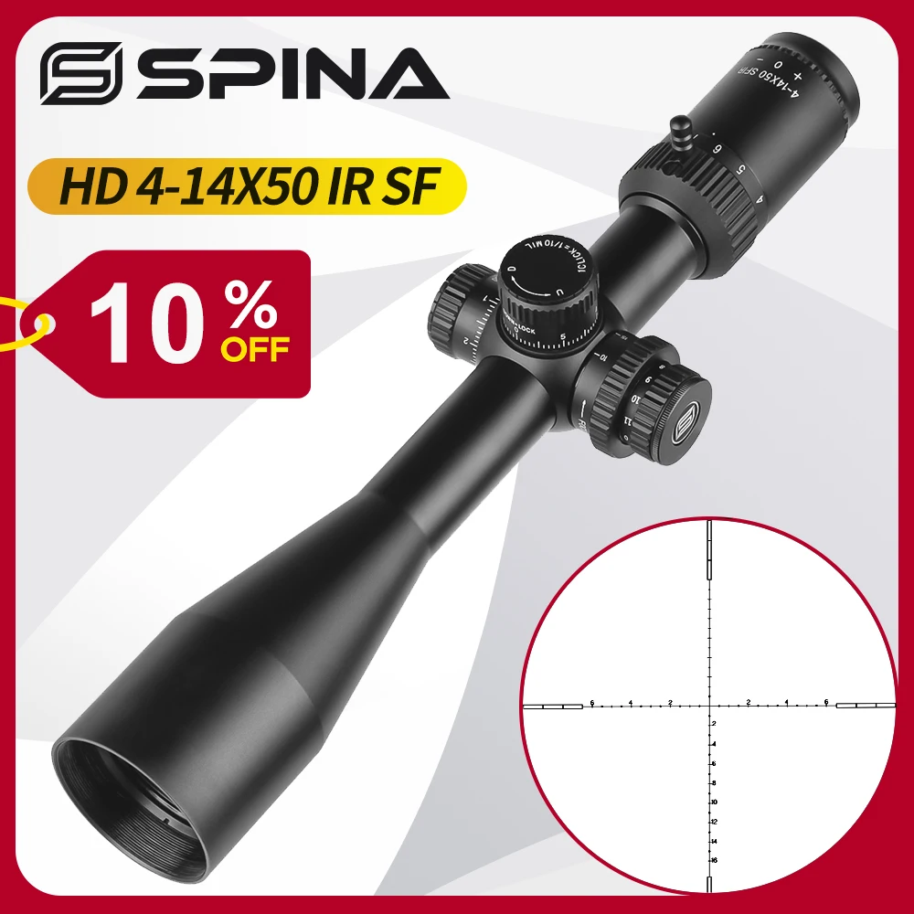 

SPINA OPTICS HD 4-14x50 IR SF Turret Locking To Zero Tactical Riflescope Spotting Scope For Rifle Hunting Airsoft Shooting