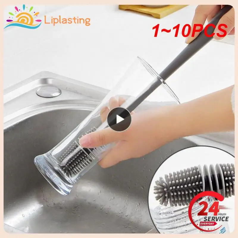 

1-10 шт., силиконовая щётка для бутылок с длинной ручкой