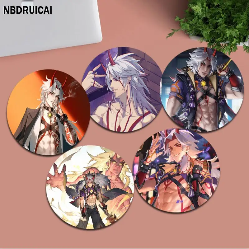 

Arataki Itto Animation Round Thickened Mouse Pad Oversized Gaming Keyboard Table Mat Desk Set Accessories Padmouse Play Mats