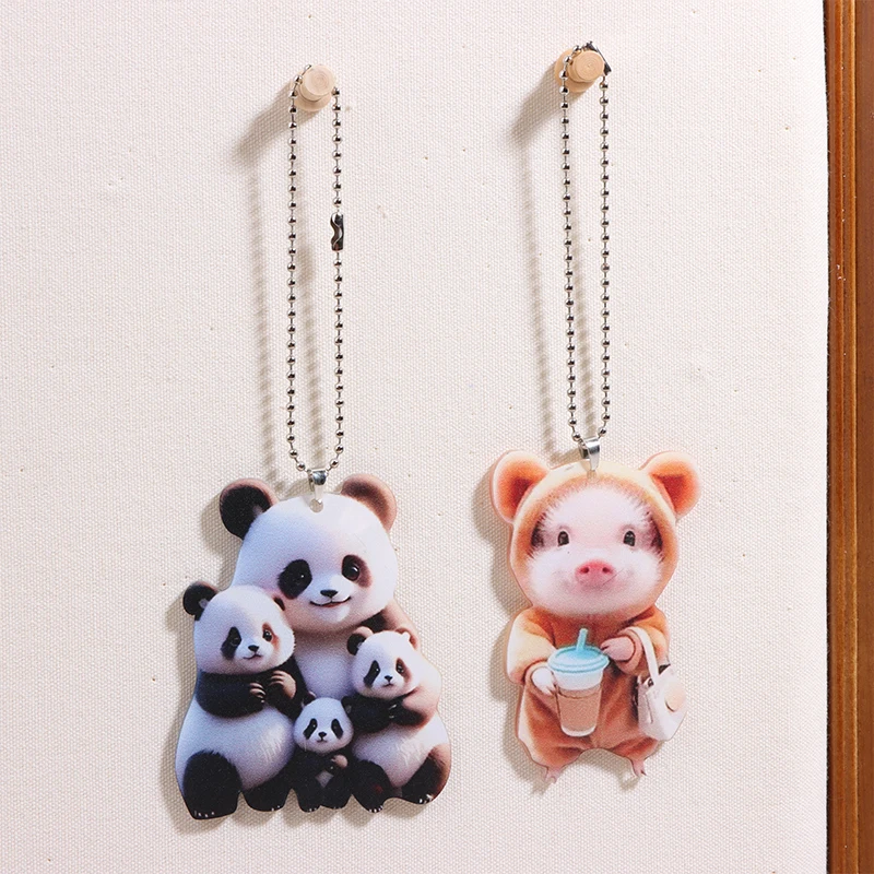 Мультяшные украшения в виде Свинки панды 2D животные акриловый автомобильный