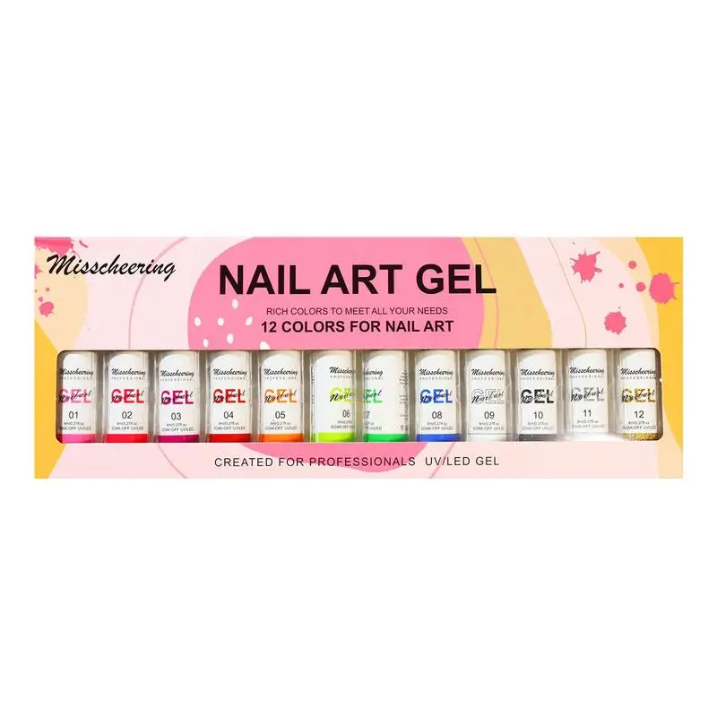 

Nail Art Liner Set 12 Bottles Wire Pulling Gel DIY Nail Art With Sharp Brush Head For Manicure Store Or DIY Nail Art At Home