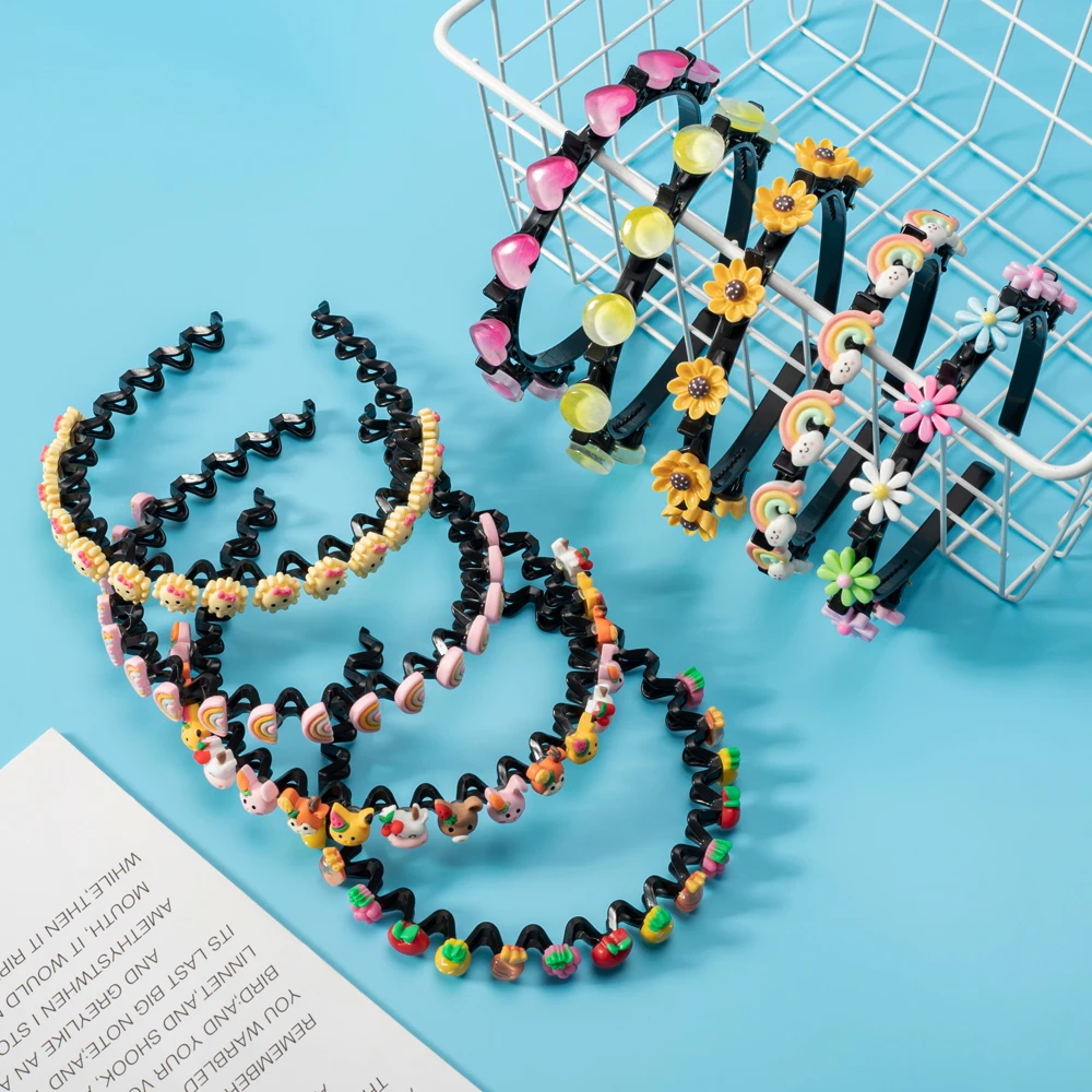

Cute Acrylic Cartoon Rainbow Fruit Hairbands Flower Elastic Women Hair Hoop Band Headband Bezel Girls Hair Accessories Headdress