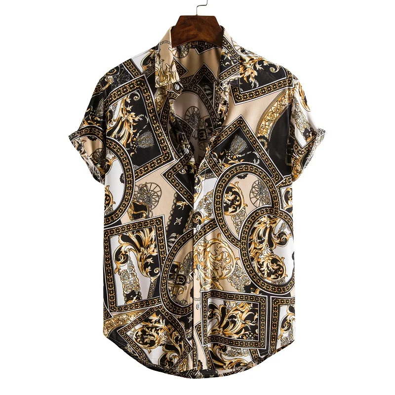 Men's Short Sleeve Male Shirts for Mens Social Luxury Man Designer Clothes Hawaiian  Fashionable Elegant Classic Fashion 2021
