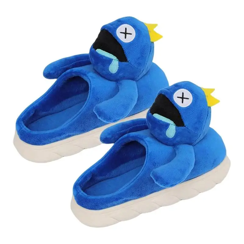

Plush Women's House Slippers Rainbow Partner Friends Game Doll Indoor Slippers Funny Blue Character Warm Non-slip Slippers Woman