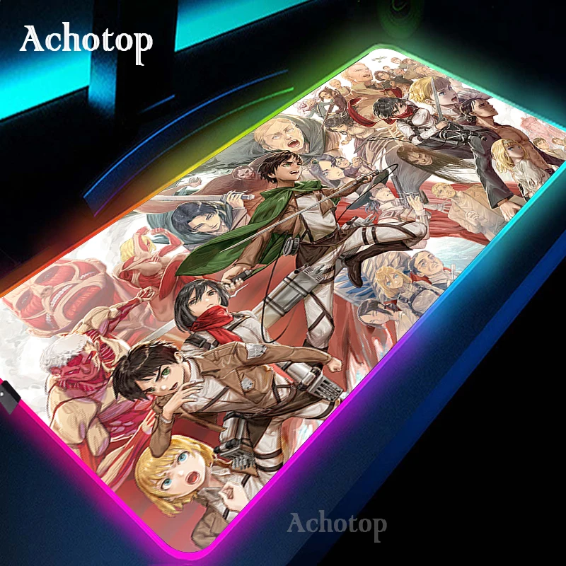 

Attack on Titan RGB Gaming Mouse Pad Large Anime Carpet Big Pad Computer Mousepad Desk Play Mat With Backlit Shingeki No Kyojin