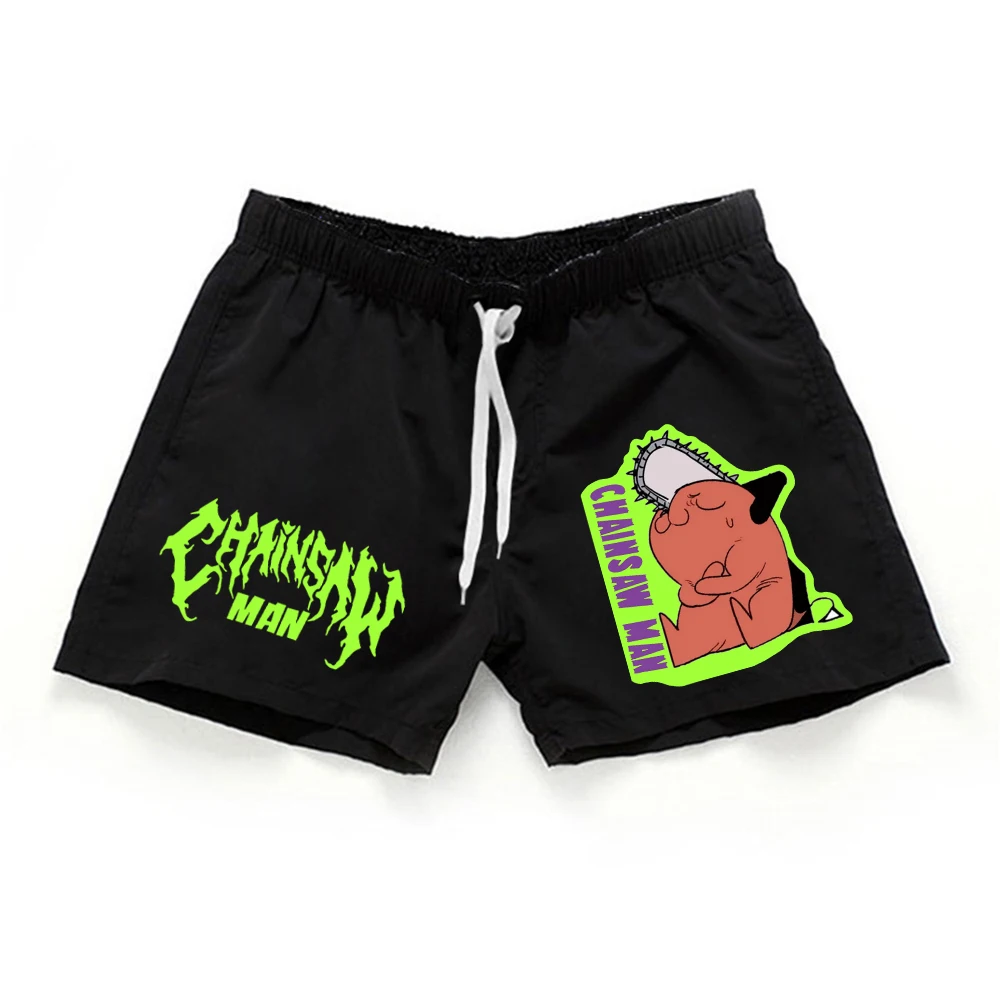 

Hip Hop Chainsaw Man Shorts Summer Casual Shorts Black White Beachwear Anime Printing 3/4 Pants Men Women Three Cents Trousers