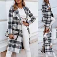 elegant turn down collar woolen coat tops casual women long sleeve lady outerwear autumn winter fashion long overcoat streetwear