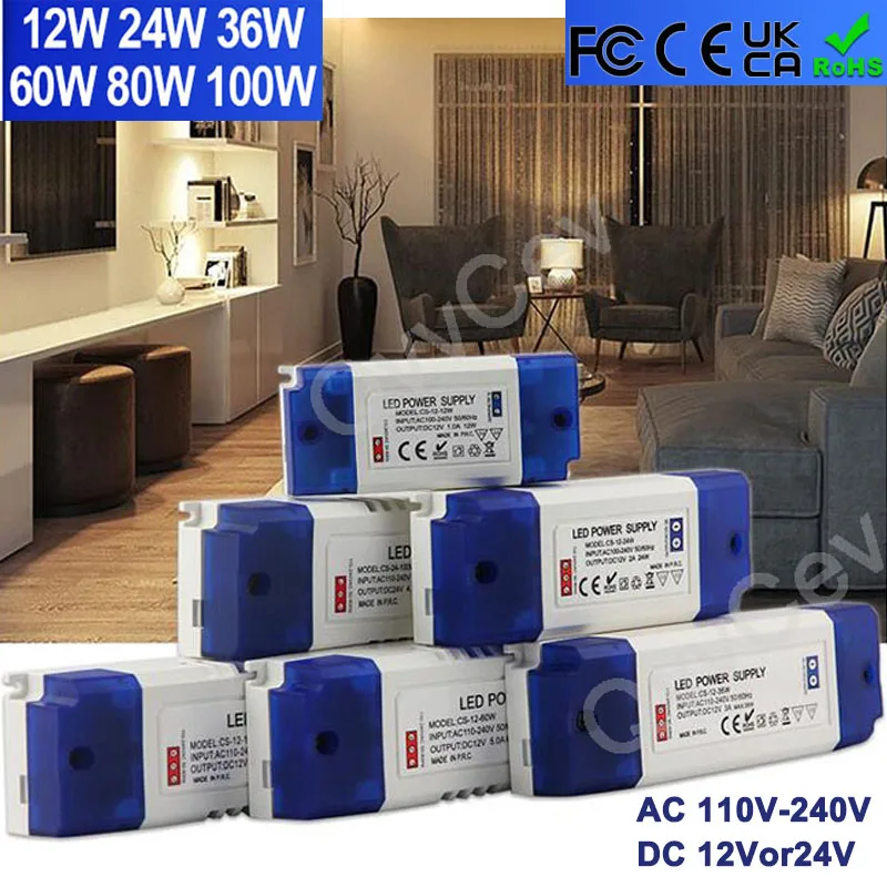 

Светодиодный трансформатор низкого напряжения переменного тока 110-240 В в постоянный ток 12 В/24 В 12 Вт 24 Вт 36 Вт 60 Вт 100 Вт импульсный источник пи...