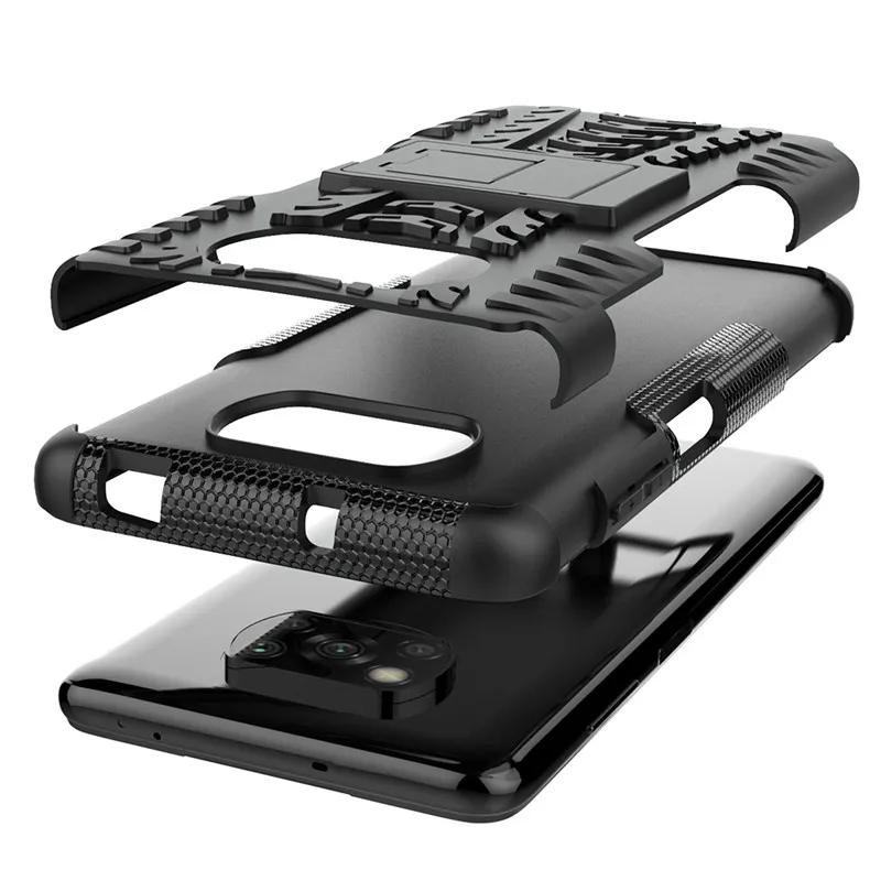 Чехол для Xiaomi Pocophone X3 Pro NFC с защитой от ударов и подставкой Armor Stand Cover Poco GT из силикона, ПК и ТПУ.