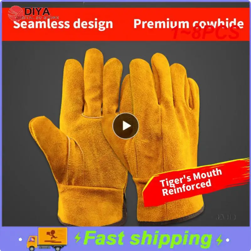 

Рабочие перчатки мужские из мягкой воловьей кожи, 1 ~ 8 шт., для вождения, охоты, фермы, сада, сварки, защиты безопасности, рабочие, механические перчатки