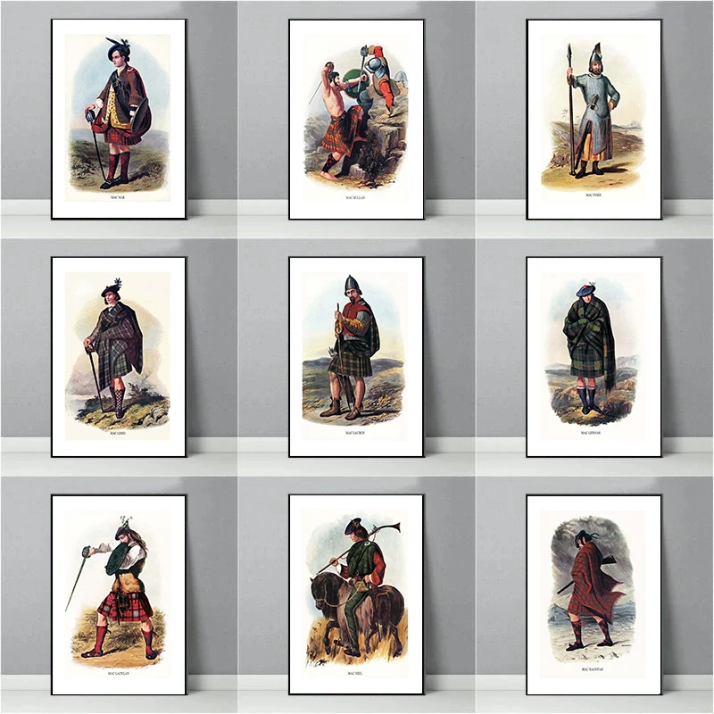 Винтажный постер Scot 1840s MacLennan Olgilvie Matheson Skene Clan печать настенные картины Картина на