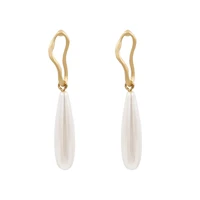 luxhoney chic korean style gold plated simple long water drop pearl dangle earrings for women ol in party office