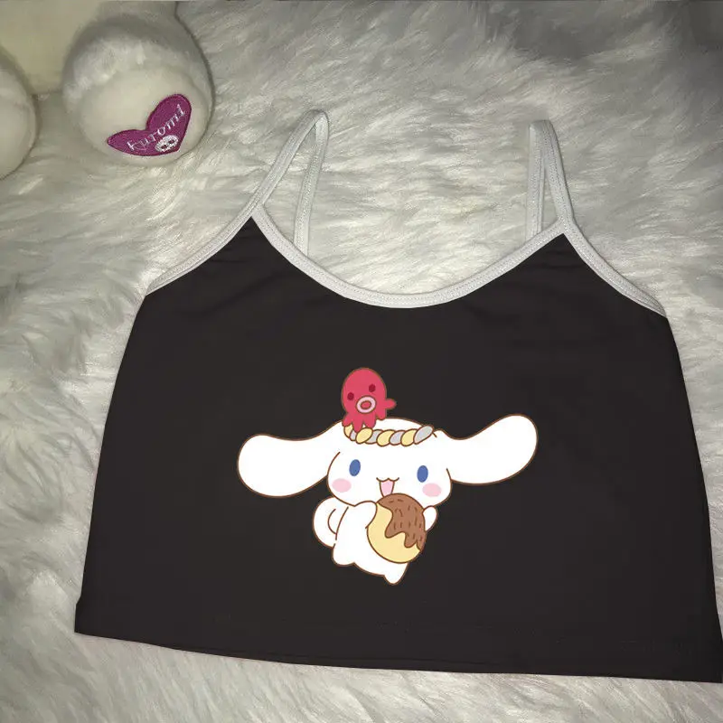

Anime Sanrieod Cinnamonroll Suspender Vest Cartoon Figure Slim Vest Inner Sling Summer Sleeveless Camisole Women Top Clothes