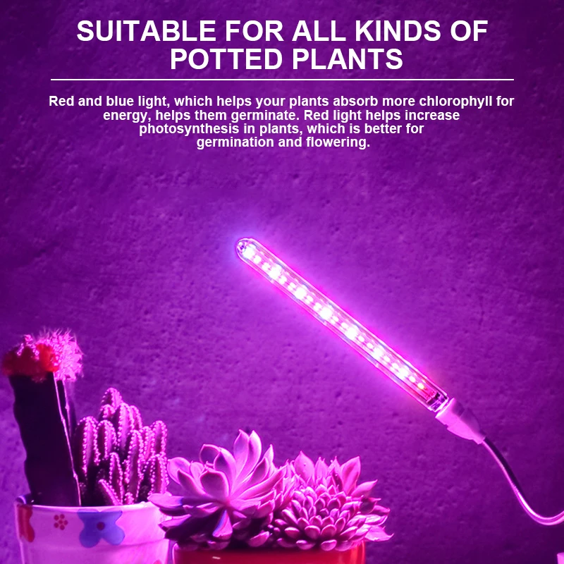 USB LED Plant Light Full Spectrum 10W DC 5V Flexible Grow Lights Phyto Lamp For Garden House Flower Hydroponic IR UV Growing