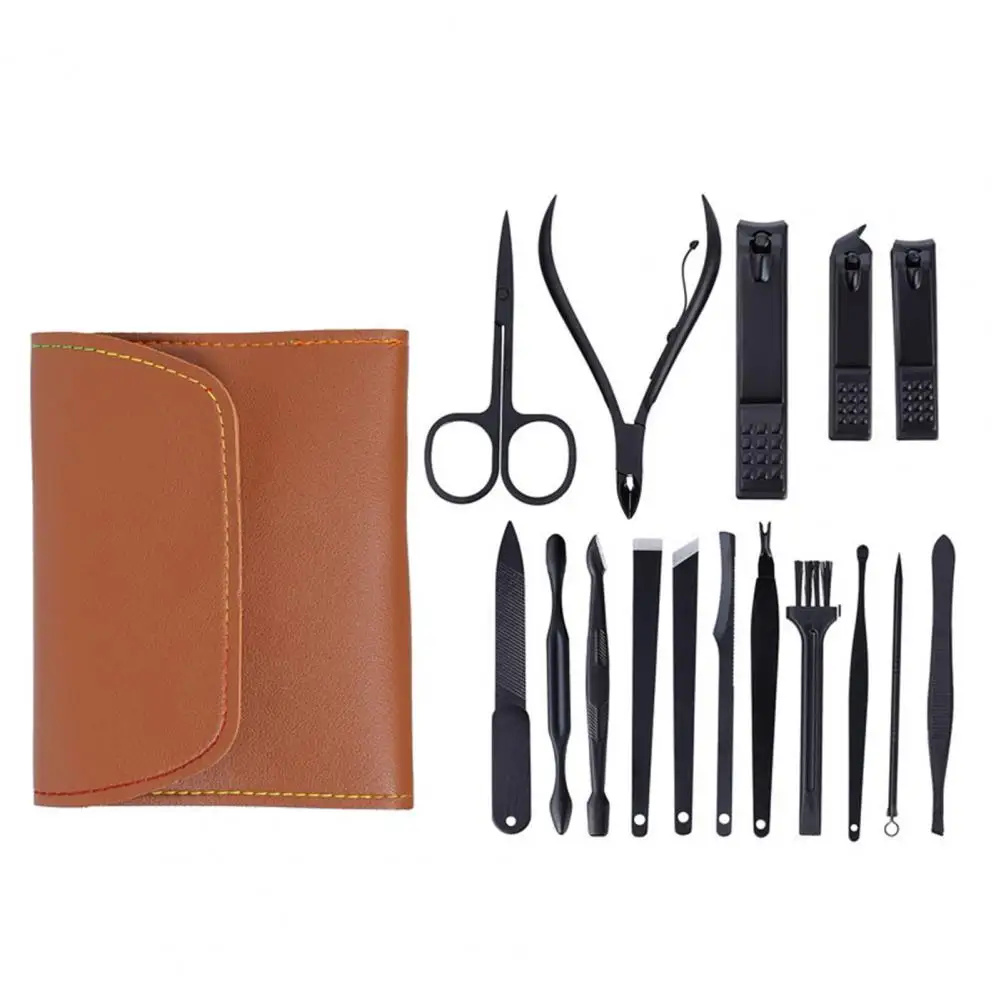 

1 Set Good Nail Cutter Non-Slip Clip Nails Carbon Steel Nail File Clipper Tweezer Set Nail Grooming Kit