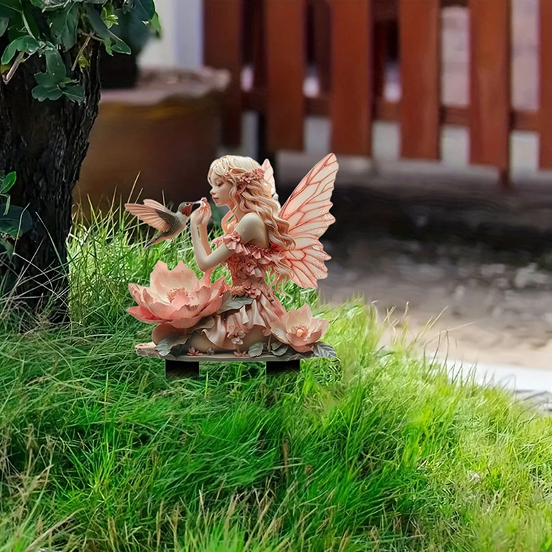 Акриловый садовый ворс керамика ветер розовая лента крыло фея колибри уличное