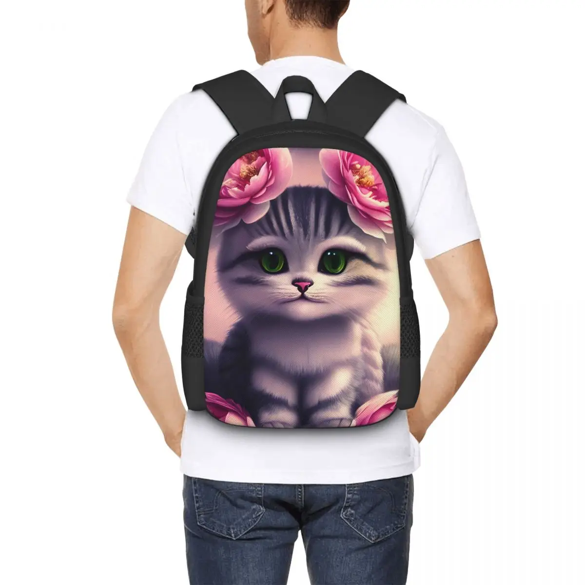 Oddly Cute Creatures - In Bloom Kitty Backpack for Girls Boys Travel RucksackBackpacks for Teenage school bag