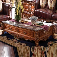 custom made american high grade solid wood marble coffee table european carved luxury household furniture