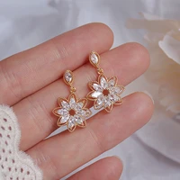 new aesthetic flower dangle earrings women for wedding engagement crystal cubic zirconia luxury fashion earrings 2021 jewelry