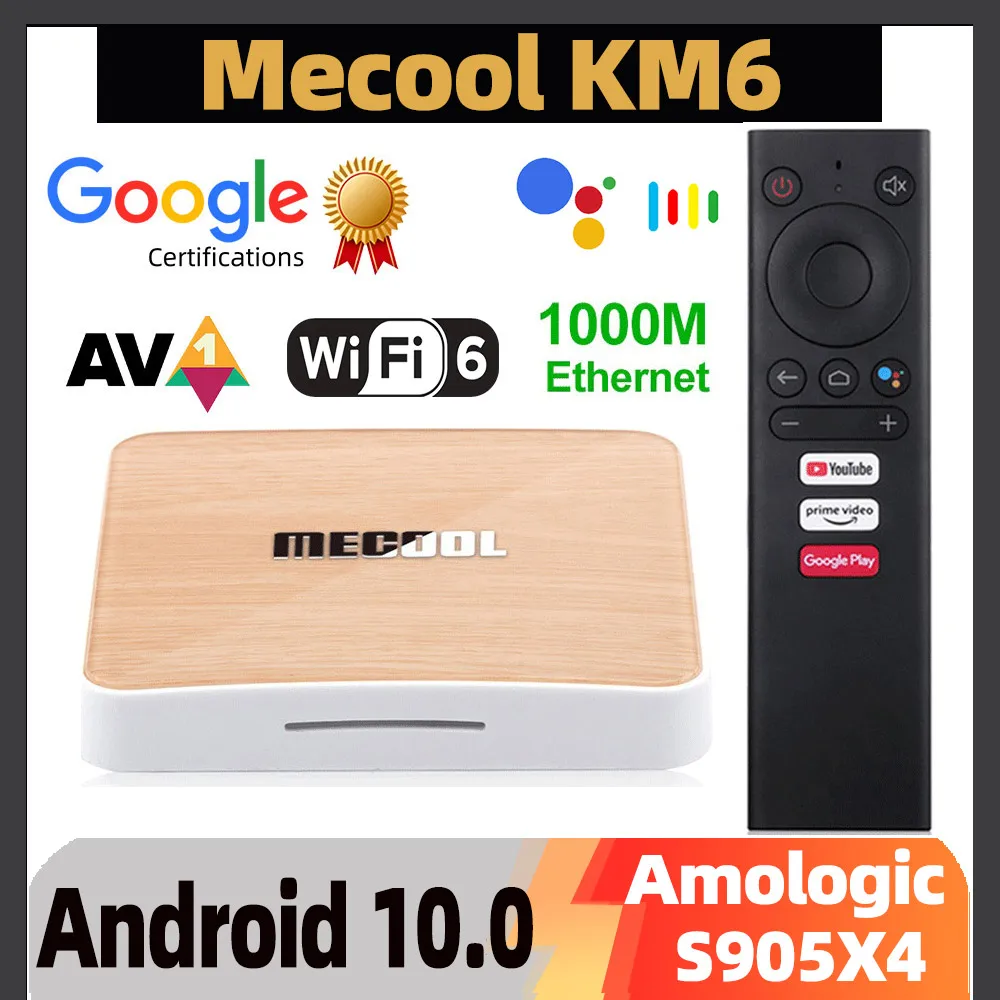 

Mecool KM6 Deluxe Smart TV BOX Android 10 Amlogic S905X4 Google Certified TVBOX 4GB 64GB Wifi6 AV1 BT5.0 4K Set Top Box 2GB 16GB