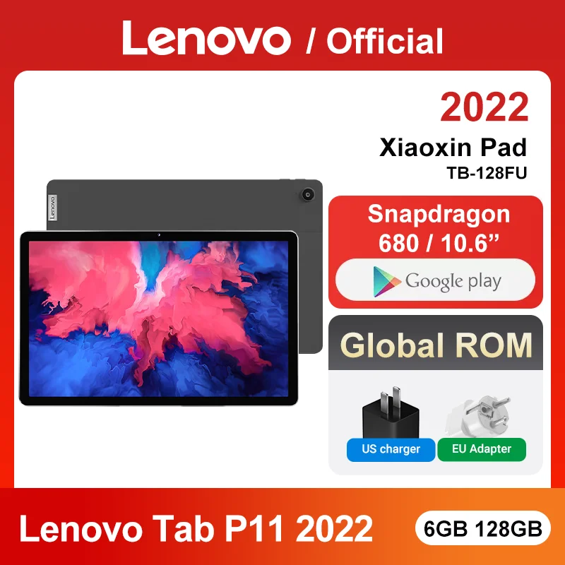 Глобальное ПЗУ Lenovo Tablet 2022 или Xiaoxin Pad 10.6 дюймов 2K LCD Android 6GB 128GB Qualcomm Snapdragon 680 7700mAh WiFi -