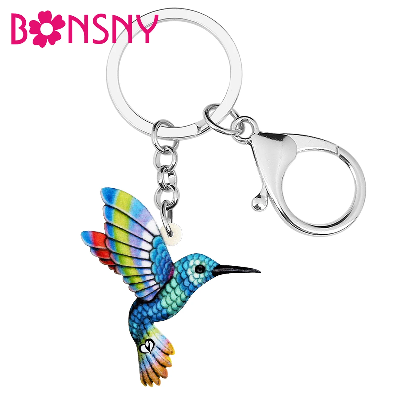 

Bonsny Acrylic Flying Hummingbird Keychains Birds Purse Key Ring Chain Gifts Fashion Jewelry for Women Girls Charms Accessories