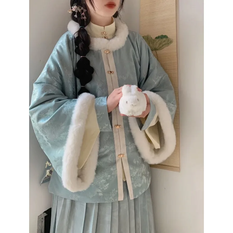 Китайский традиционный женский топ ханьфу в стиле династии Мин с круглым вырезом