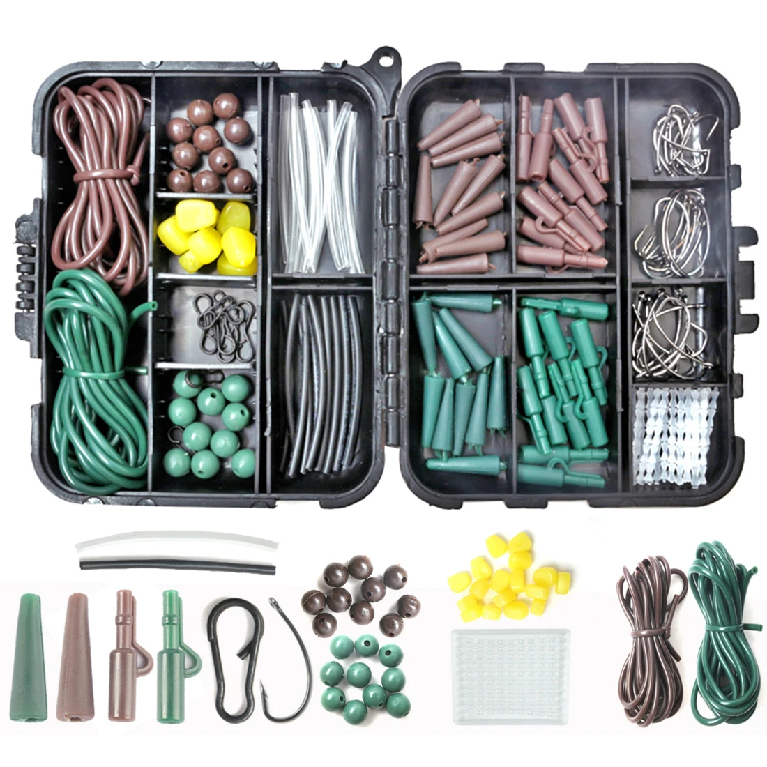 

152PCS Carp Fishing Accessories Set Carp Quick Change Swivels Soft Anti Tangle Sleeve For Fishing Carp Terminal Accessories