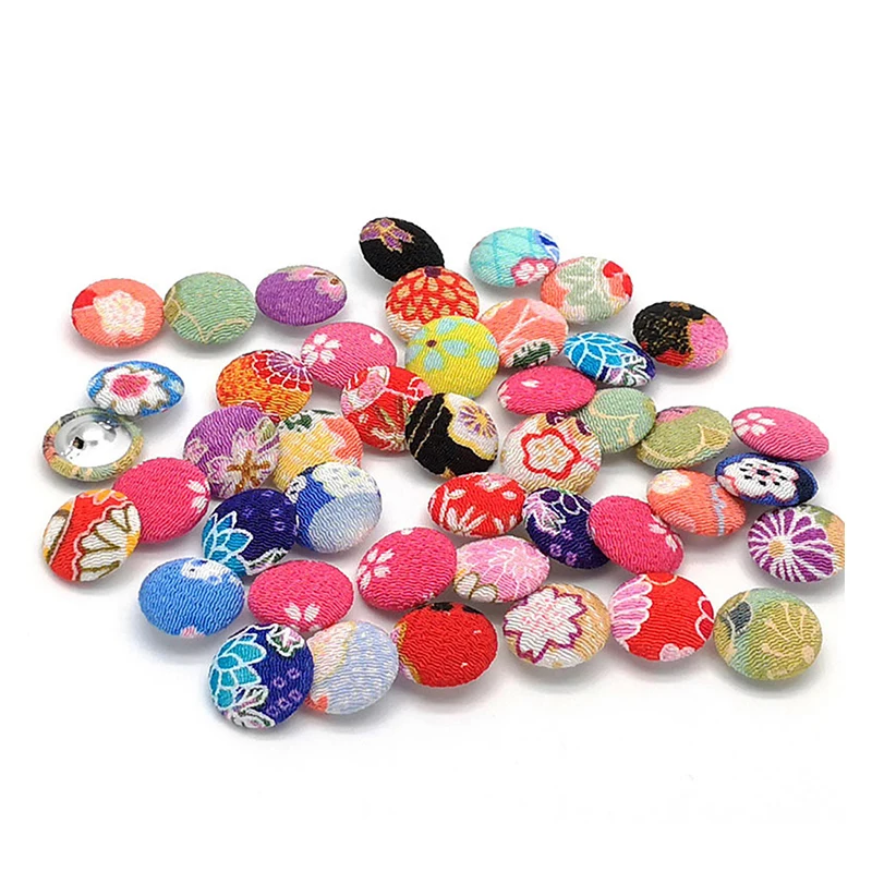 

Pack of 10 Japanese Shank Buttons Printed Fabric Covered Buttons Metal Tufting Buttons for Suits Gowns Blouses Shirts