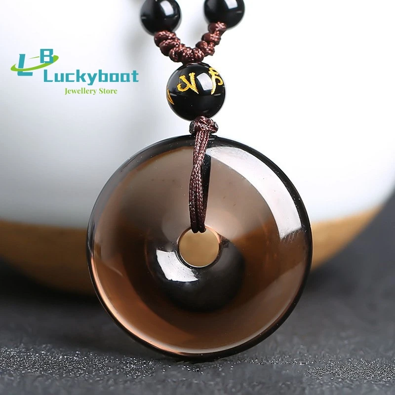 

Wholesale Ice Kind of Obsidian Safe Buckle Pendant Men and Women Amulet Necklace Crystal Couple Pendant