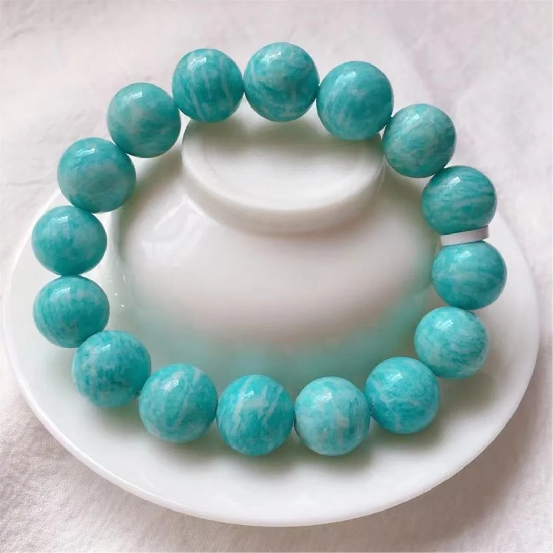 

13mm Natural Green Amazonite Bracelet For Woman Man Healing Beauty Gift Crystal Beads Mozambique Stone Strands Jewerly AAAAA