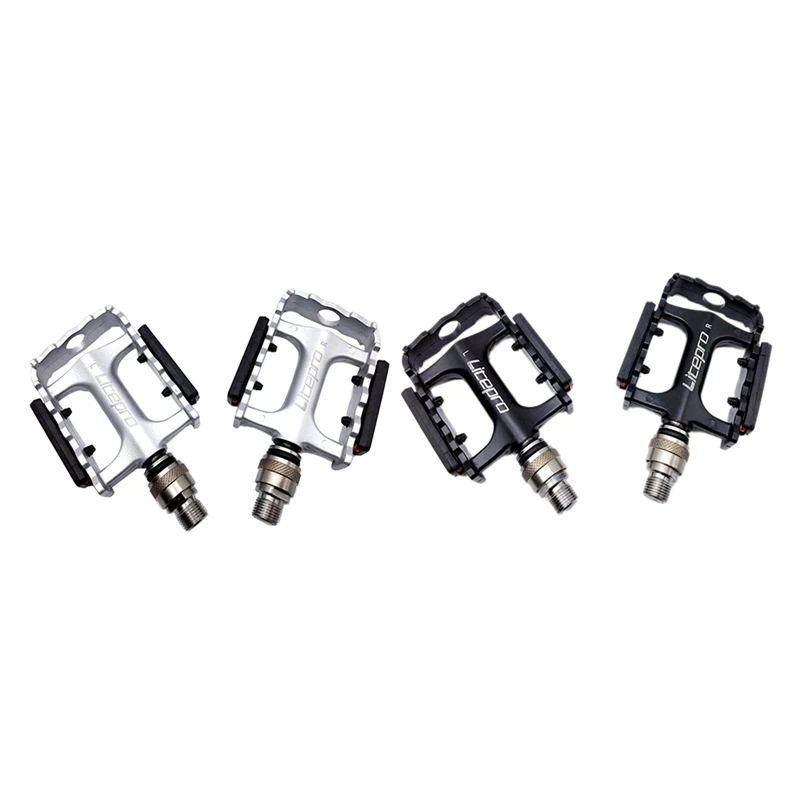 

Litepro 2 Pairs Bike Pedal 3 Palin Sealed Bearing Quick Release Pedal With Pedal Extender Adapter, Silver & Black
